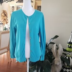 Lilly Pulitzer Aqua Button-Up Cardigan